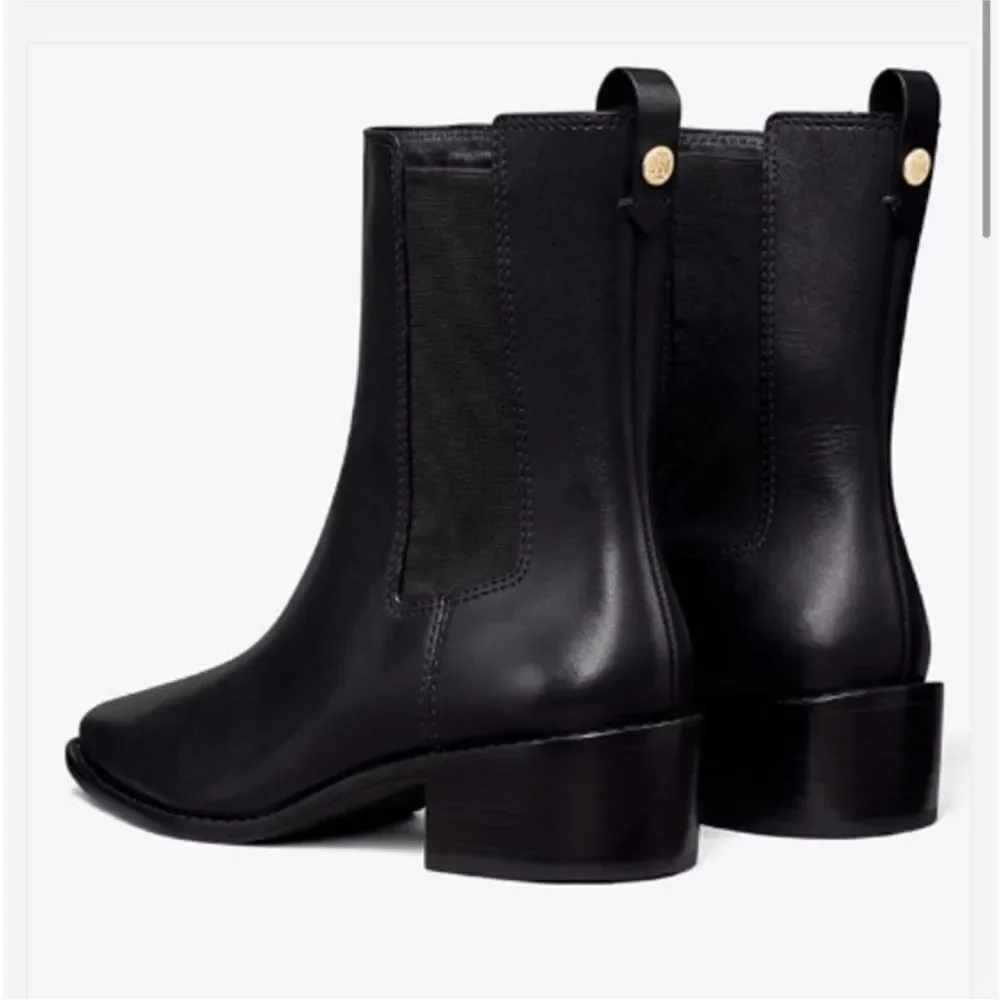 Tory Burch Chelsea Classic Ankle Boots/Dust Bag Black Nappa Leather 8.5 NWT